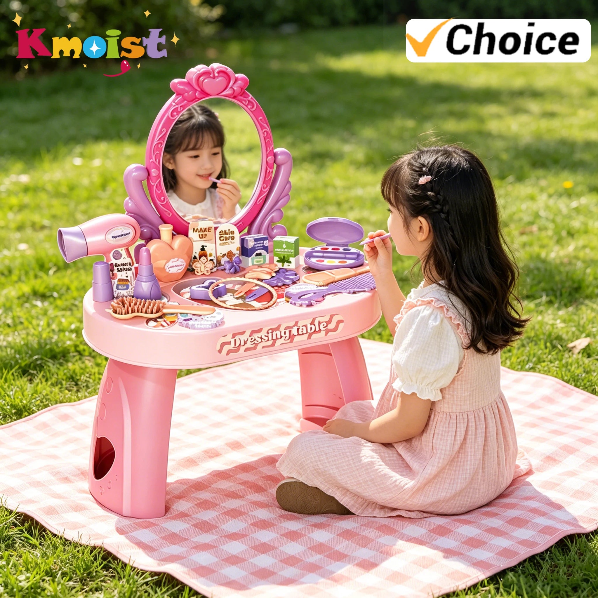 Career Role Play Toy Girls Pretending Make Up Set with Stickers Simulated Dressing Table Toys for Kids Girl Children's Day Gifts