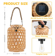 Outdoor Hanging Rattan Solar Lantern thumbnail 7