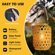 Outdoor Hanging Rattan Solar Lantern thumbnail 4