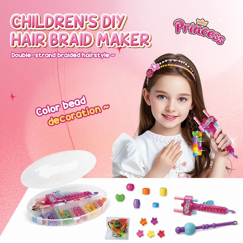DIY Hair Braiding Machine Girls' Manual Hair Styling Decoration Toys Girls Hair Styling Tool with Reusable Bead Gifts for Girls