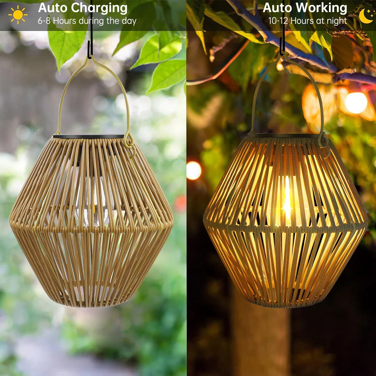Solar Woven Boho Lantern