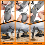 Father's Day Special: 3 in 1 Remote Control Excavator Toy with Metal Bucket/Claw/Drill thumbnail 5