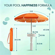 Floating Pool Umbrella with Bar and Base, Portable Pool Bar Table Umbrellas with Cup Holder & Phone Stand, Floating Poolside Shade thumbnail 3