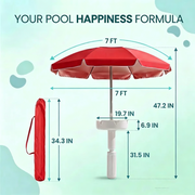 Floating Pool Umbrella with Bar and Base, Portable Pool Bar Table Umbrellas with Cup Holder & Phone Stand, Floating Poolside Shade thumbnail 6