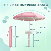 Floating Pool Umbrella with Bar and Base, Portable Pool Bar Table Umbrellas with Cup Holder & Phone Stand, Floating Poolside Shade thumbnail 4