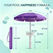 Floating Pool Umbrella with Bar and Base, Portable Pool Bar Table Umbrellas with Cup Holder & Phone Stand, Floating Poolside Shade thumbnail 7