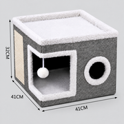 Modern Foldable Cat House with Double-Sided All-Season Cushion & Hanging Toys thumbnail 5