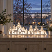 Illuminated Christmas Decorations For The Window – Reindeer & Village thumbnail 2