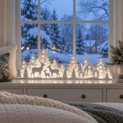 Illuminated Christmas Decorations For The Window – Reindeer & Village thumbnail 1