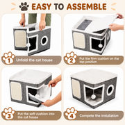 Modern Foldable Cat House with Double-Sided All-Season Cushion & Hanging Toys thumbnail 6