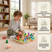 Wooden City Building Blocks & Train Track Travel Set thumbnail 3