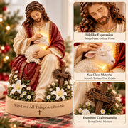 Jesus & Lamb Lighted Sea Glass Statue thumbnail 4