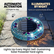 Mosaic Solar Disk Lights, Waterproof LED Outdoor In‑Ground Tabletop Lighting thumbnail 3