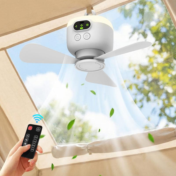 Rechargeable ceiling fan with LED lights! 🌬️✨