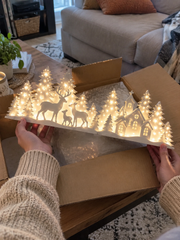 Illuminated Christmas Decorations For The Window – Reindeer & Village thumbnail 12