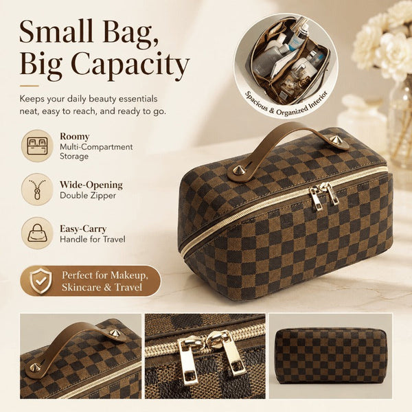 Vintage Checkerboard Cosmetic Case