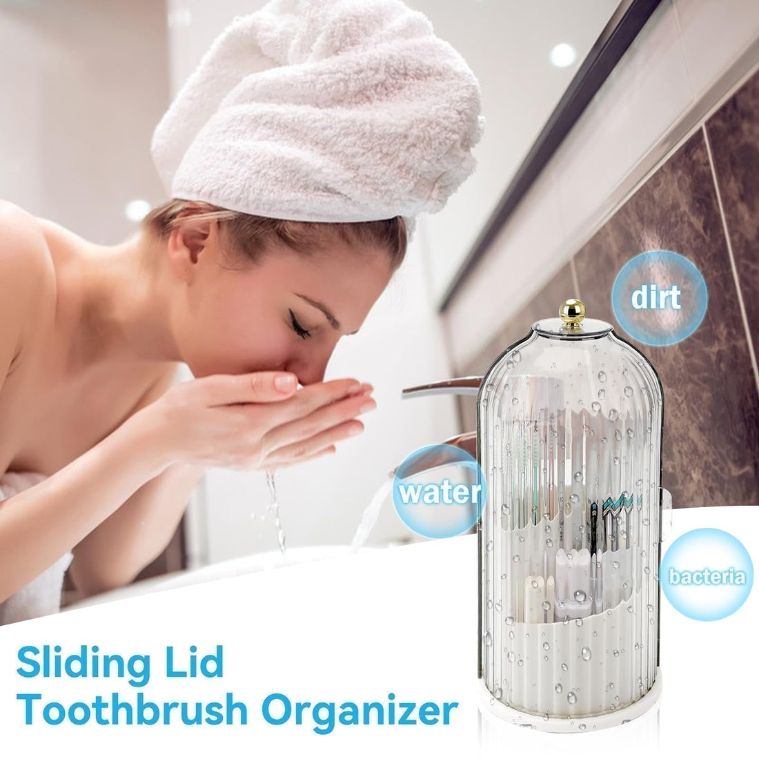 Sliding Lid Toothbrush Organizer