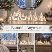 Illuminated Christmas Decorations For The Window – Reindeer & Village thumbnail 4