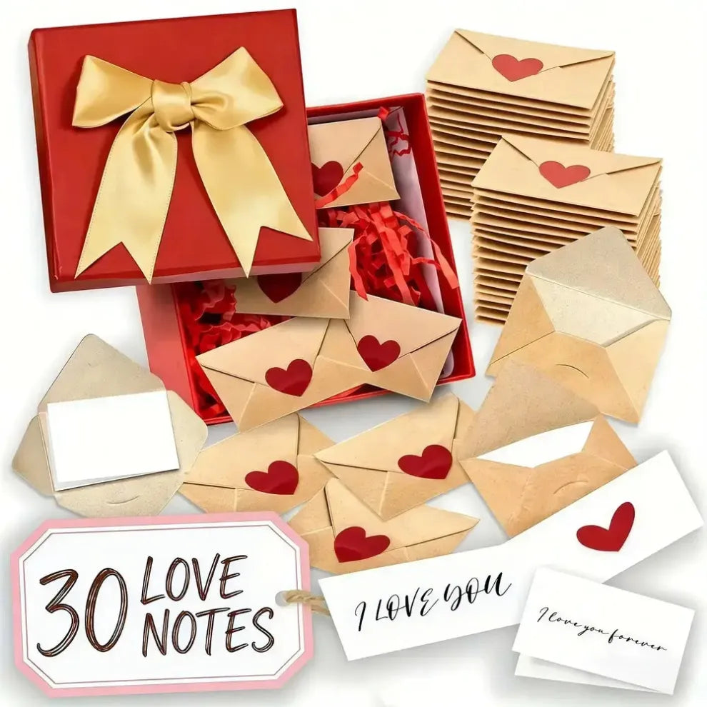 DIY Love Notes Box - Mini Blank Cards & Envelopes