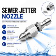 6500 PSI Stainless Steel Sewer Jetter Nozzle thumbnail 1