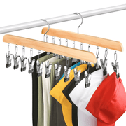 🔥Closet Organizer with 10 Clips - Space Saving Hanging Closet Organizer - Wood（1 pc） thumbnail 1