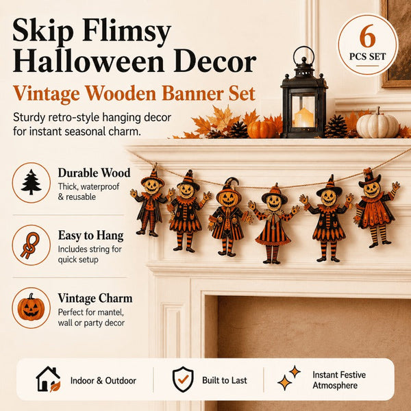 Waterproof Wooden Halloween Banner