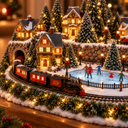 Animated Holiday Train & Ice Rink Scene thumbnail 6