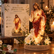 Jesus & Lamb Lighted Sea Glass Statue thumbnail 1