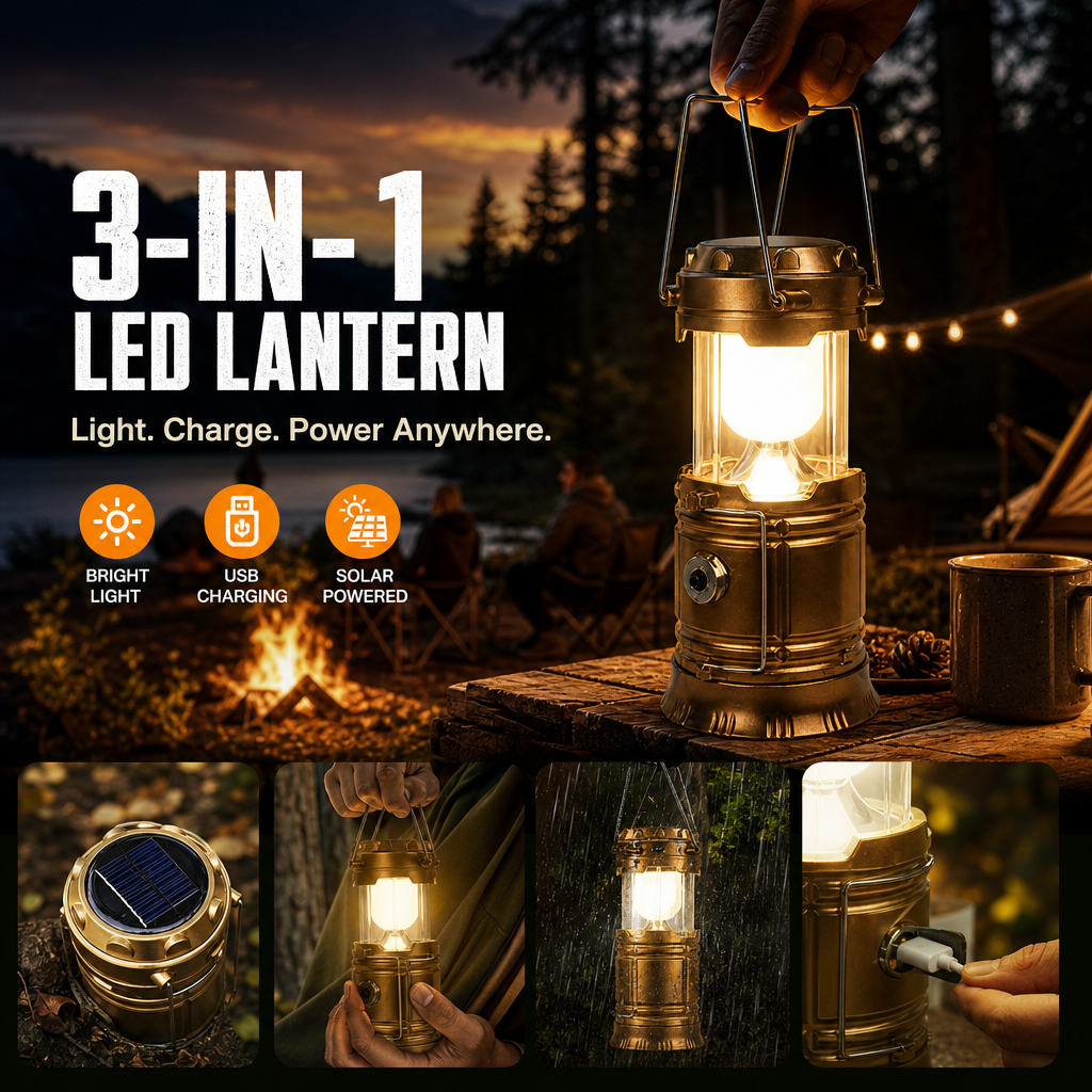 Solar-Powered Retractable Camping Lantern