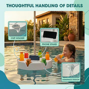 Floating Pool Umbrella with Bar and Base, Portable Pool Bar Table Umbrellas with Cup Holder & Phone Stand, Floating Poolside Shade thumbnail 9