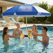 Floating Pool Umbrella with Bar and Base, Portable Pool Bar Table Umbrellas with Cup Holder & Phone Stand, Floating Poolside Shade thumbnail 8