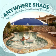 Floating Pool Umbrella with Bar and Base, Portable Pool Bar Table Umbrellas with Cup Holder & Phone Stand, Floating Poolside Shade thumbnail 11