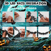 🦇Halloween 3D Bat LED Wall Light Decor thumbnail 5