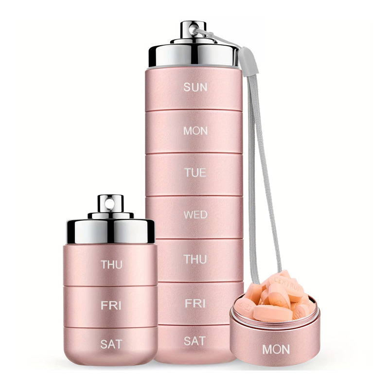 7-Day Waterproof Portable Aluminum Pill Organizer – Lightweight Aluminum, Waterproof & Sealed, 7 Compartments, Compact for Travel & Daily Use ✈️