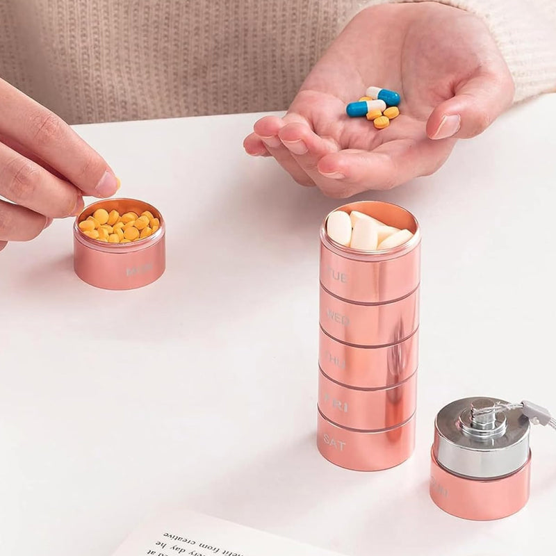 7-Day Waterproof Portable Aluminum Pill Organizer – Lightweight Aluminum, Waterproof & Sealed, 7 Compartments, Compact for Travel & Daily Use ✈️
