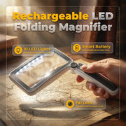 Folding Handheld Magnifying Glass with Light for Reading thumbnail 1