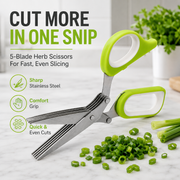 5-Blade Stainless Steel Herb Scissors with Protective Sheath thumbnail 1