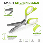 5-Blade Stainless Steel Herb Scissors with Protective Sheath thumbnail 5