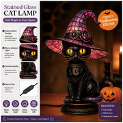 Gothic Halloween Witch and Cat Table Lamp thumbnail 2