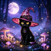 Gothic Halloween Witch and Cat Table Lamp thumbnail 4