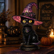 Gothic Halloween Witch and Cat Table Lamp thumbnail 5