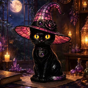 Gothic Halloween Witch and Cat Table Lamp thumbnail 6