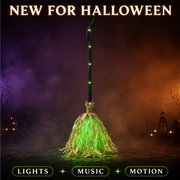 🧙Animated Witch Broom with Lights & Spooky Sounds thumbnail 1