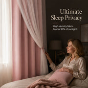Double Layer Blackout Curtain with Sheer Overlay Grommet Top Window Panel for Bedroom and Kids Room thumbnail 4