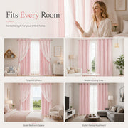 Double Layer Blackout Curtain with Sheer Overlay Grommet Top Window Panel for Bedroom and Kids Room thumbnail 6