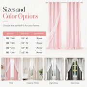Double Layer Blackout Curtain with Sheer Overlay Grommet Top Window Panel for Bedroom and Kids Room thumbnail 8