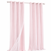 Double Layer Blackout Curtain with Sheer Overlay Grommet Top Window Panel for Bedroom and Kids Room thumbnail 9