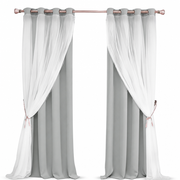 Double Layer Blackout Curtain with Sheer Overlay Grommet Top Window Panel for Bedroom and Kids Room thumbnail 10