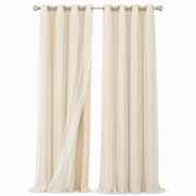 Double Layer Blackout Curtain with Sheer Overlay Grommet Top Window Panel for Bedroom and Kids Room thumbnail 12