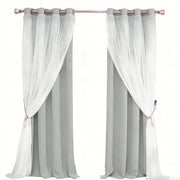 Double Layer Blackout Curtain with Sheer Overlay Grommet Top Window Panel for Bedroom and Kids Room thumbnail 15